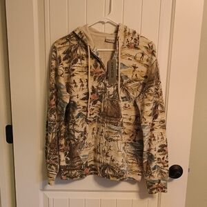 Woman's SIZE 1 Chico's Island Living Beach Scene Print Jacket